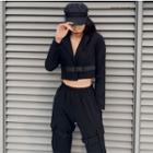 Buckled-accent Lapel Crop Shirt