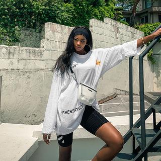 Set: Letter Print Loose-fit Top + Short Leggings