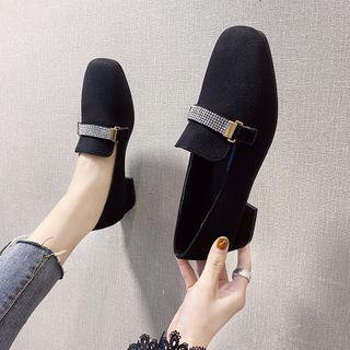 Chunky Heel Rhinestone Loafers