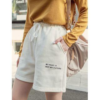 Letter Fleece-lined Shorts