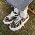 Leopard Print Platform Lace Up Sneakers