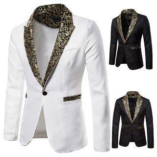 Flower Jacquard Single-button Blazer