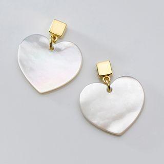 925 Sterling Silver Shell Heart Dangle Earring 1 Pair - 925 Sterling Silver Earring - One Size