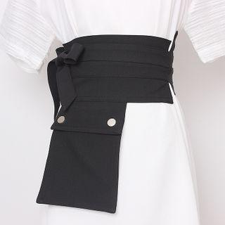 Pouch Detail Sash Belt Suit Fabric - Black - One Size