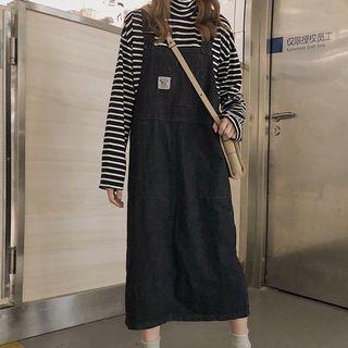 Denim Midi A-line Jumper Dress Black - One Size