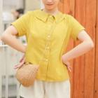 Plain Short-sleeve Shirt Yellow - One Size