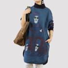 High Neck Printed Long Pullover