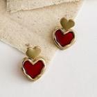 Heart Alloy Earring 1 Pair - Red - One Size