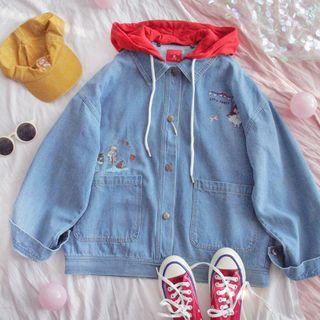 Hood Denim Jacket Denim Blue - One Size