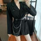 Plain Single-breasted Blazer / Chained Belt