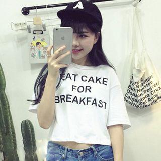 Lettering Short-sleeve Crop T-shirt