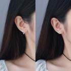 925 Sterling Silver Asymmetric Cat Stud Earring 1 Pair - 925 Silver - Stud Earrings - One Size