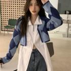 Zip Shirt / Cropped Jacquard Cardigan