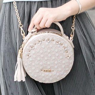 Faux-leather Tasseled Lace Cross Bag