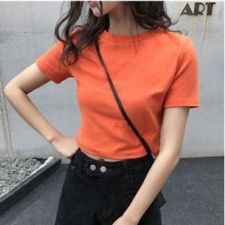 Plain Short-sleeve Cropped T-shirt / Cropped Tank Top