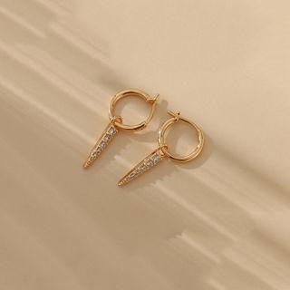 Rhinestone Alloy Dangle Earring Ndyz266 - 1 Pair - Gold - One Size