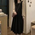 Balloon-sleeve Blouse / Midi Overall Dress