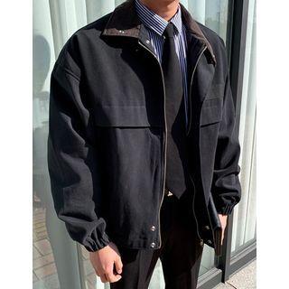 High-neck Corduroy-trim Jacket