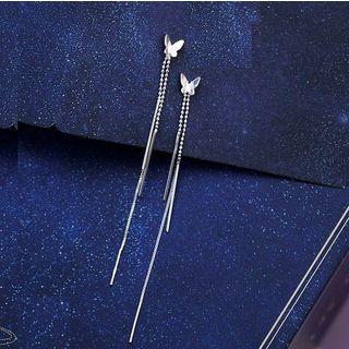 925 Sterling Silver Butterfly Threader Earring 1 Pcs - Silver - One Size