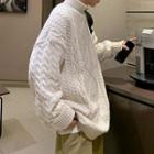 Turtleneck Cable-knit M Lange Knit Sweater