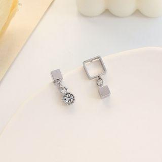 Geometric Rhinestone Asymmetrical Alloy Dangle Earring