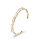 Fashion Plated Champagne Gold Open Bangle With Cubic Zircon Champagne - One Size