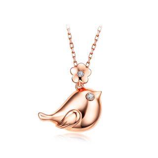 925 Sterling Silver Bird Pendant With White Austrian Element Crystal And Necklace