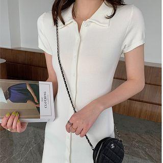 Short-sleeve Mini Knit Collared Dress