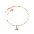 Simple And Fashion Plated Rose Gold Geometric Triangle 316l Stainless Steel Bracelet With Cubic Zirconia Rose Gold - One Size