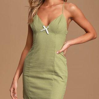 Spaghetti Strap Bow-detail Plaid Mini Dress