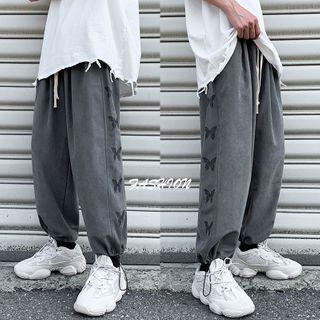 Butterfly Drawstring-cuff Cropped Pants