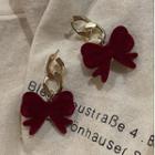 Bow Drop Earring 1 Pair - Wine Red & Gold - One Size