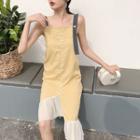 Asymmetric Hem Sleeveless Dress Yellow - One Size