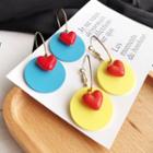 Alloy Heart & Disc Dangle Earring 1 Pair - Yellow & Red - One Size