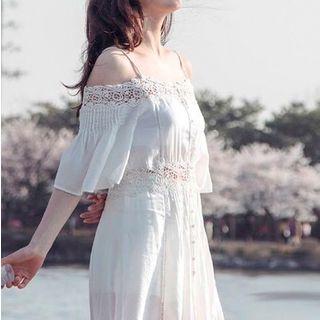 Set: Off-shoulder Dress + Slipdress