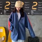 Long-sleeve Contrast Zip Fleece-line Coat