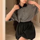Short-sleeve Two-tone Polo Shirt / Mini Skirt