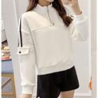 Long-sleeve  Contrast Trim High-neck Zip Sweatshirt