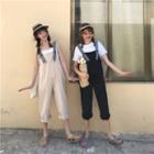 Patterned Strap Cropped Pinafore Jumpsuit