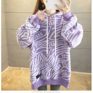Zebra Print Hooded Sweatshirt
