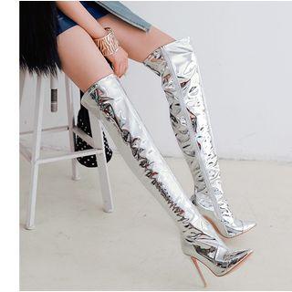 High-heel Metallic Over-the-knee Boots