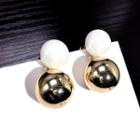 Faux Pearl Ball Drop Earring Gold - One Size