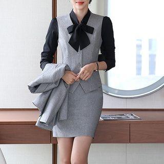 Set: Buttoned Vest + Dress Pants / Mini Pencil Skirt