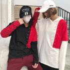 Couple Matching Striped Panel Hoodie