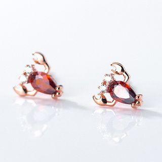 Lobster Rhinestone Sterling Silver Earring