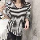 Short-sleeve Striped T-shirt Stripes - Black & White - One Size