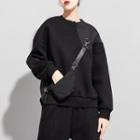 Long-sleeve Plain Sweatshirt With Pouch