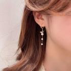 Butterfly Rhinestone Faux Pearl Alloy Dangle Earring 1 Pair - Gold - One Size