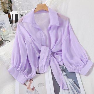 Chiffon Lace-up Shirt