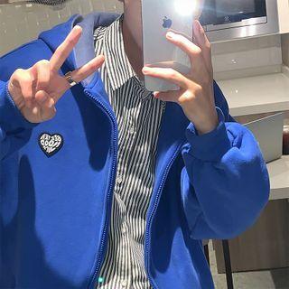 Heart Patch Zipped Hoodie